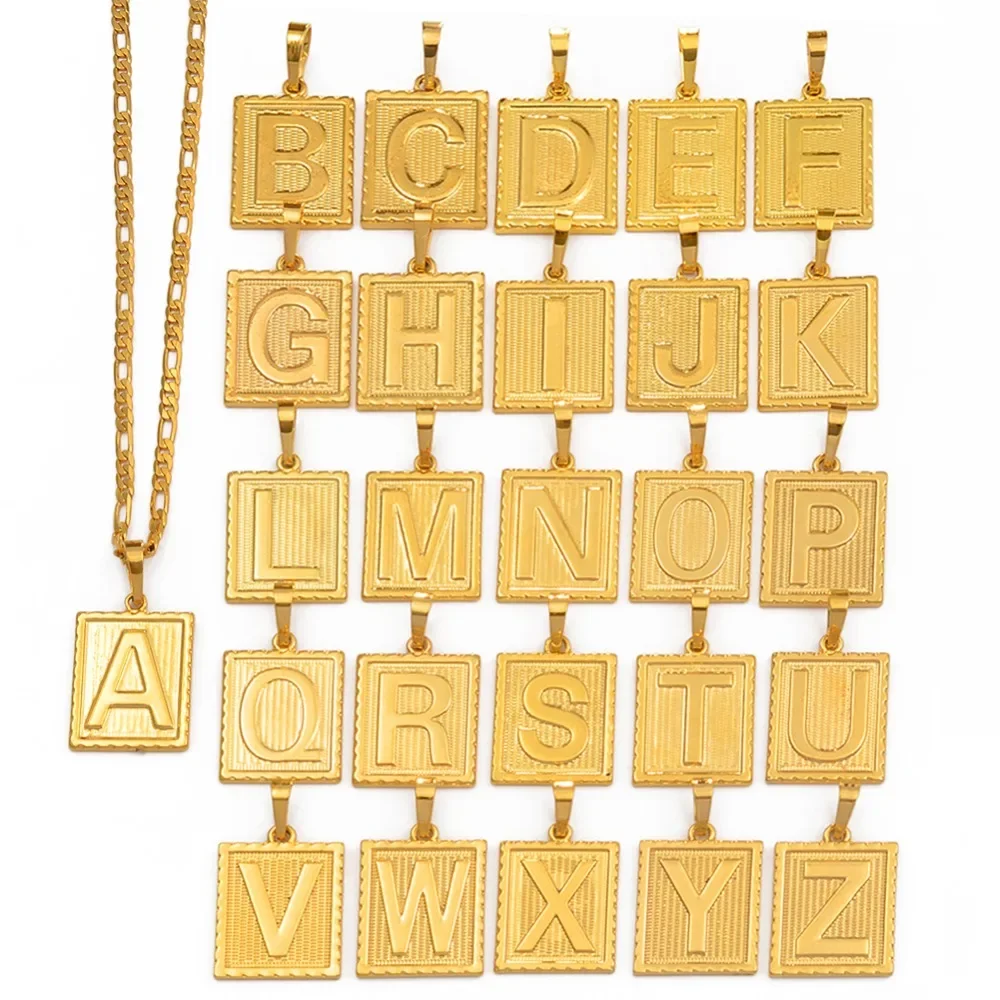 Square Letters Necklaces 181pcs x 3.57$ = 646USD With 60cm Figaro Chains,Excluding Taxes