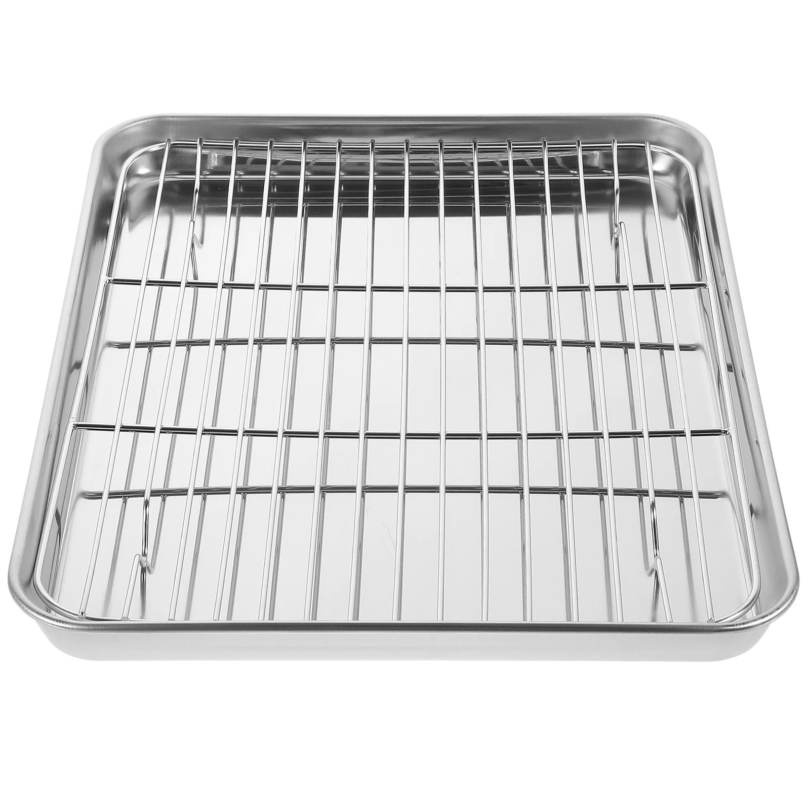 

2 Pieces/Set Baking Tray Removable Cooling Rack Pan Non Stick Rectangular with Wire