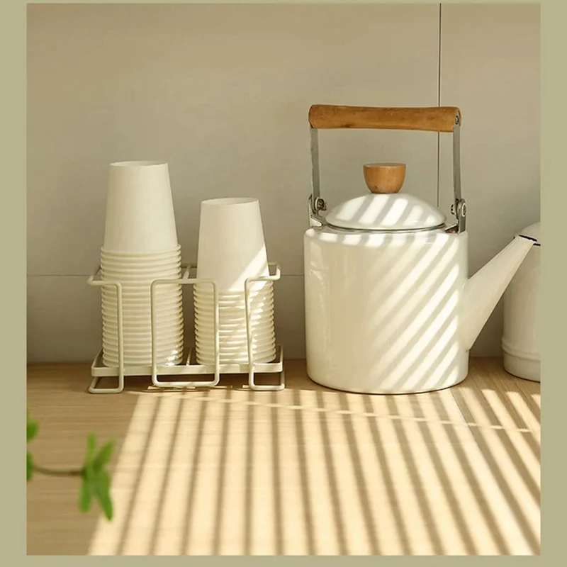 Portavasos de papel, recolector de vasos desechable, suelo de almacenamiento de hierro, portavasos de té y café para el hogar, se puede utilizar para vasos de vidrio