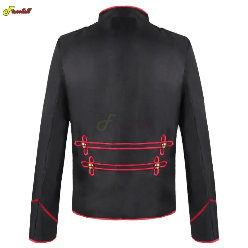 Medieval Retro Blazers Men Steampunk Military Drummer Gothic Long Sleeve Collar Jacket Outwear Stage Performance Cosplay Costume