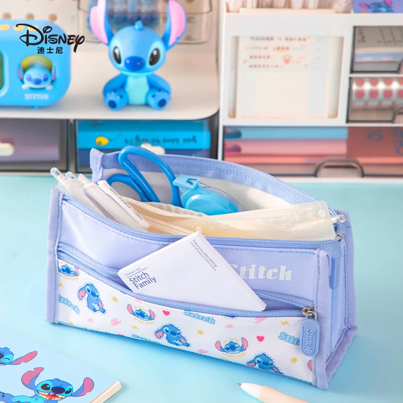 

Disney Stitch Pencil Case Cartoon Learning Stationery Bags Elementary Student Large Capacity Storage Bag Kid Back To School Gift