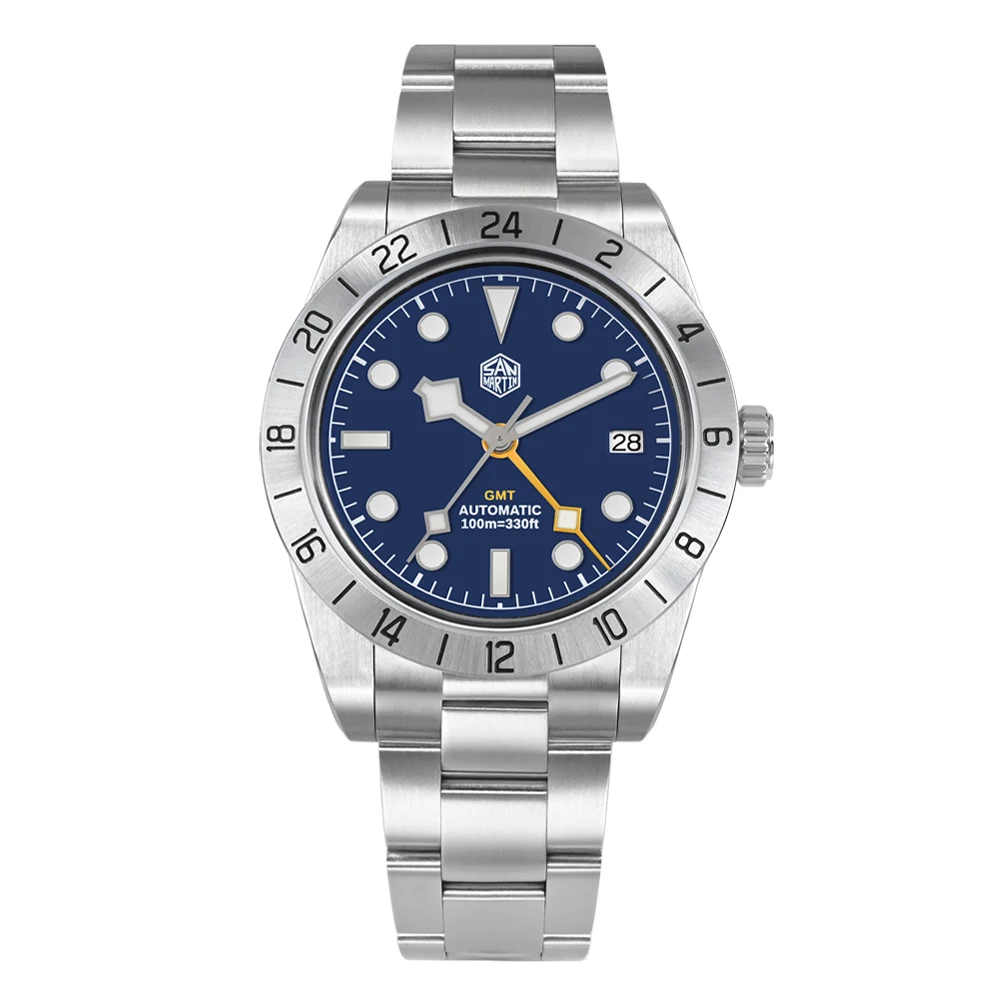 San Martin Nieuwe 39mm NH34 BB GMT Automatisch Mechanisch Horloge Sporthorloge Saffier Lichtgevend Waterdicht 100m voor Mannen Relogio SN0054 - afbeelding 1