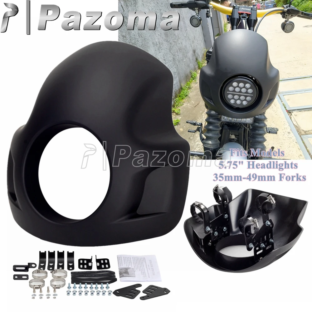 

1Set Plastic Matte Black Cafe Racer Fairing 5.75" Headlight Protection Cover For Harley Sportster 1200 883 XL1200 XL883 04-2020