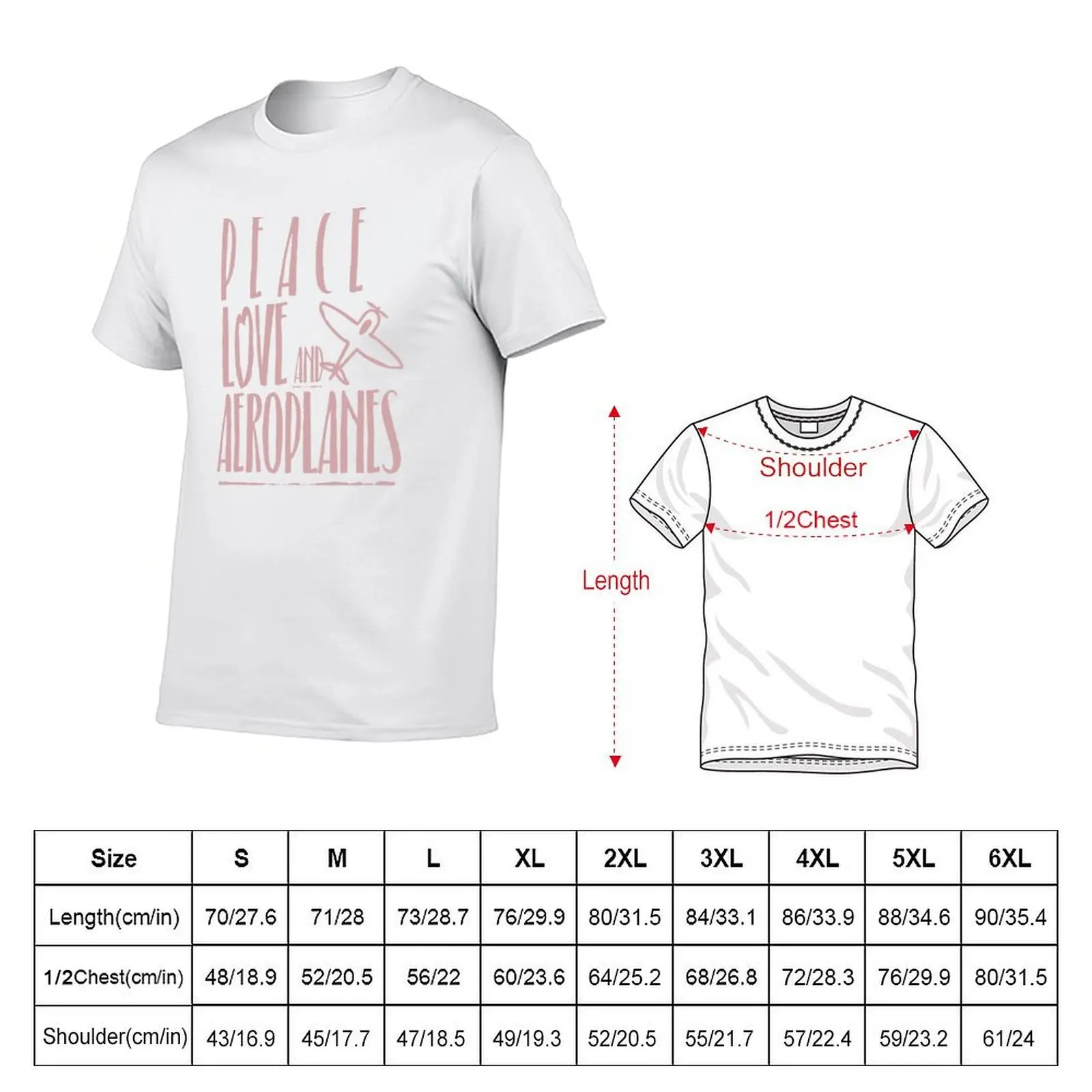 Peace Love Aeroplanes T-Shirt cute tops Luxury man slim fit t shirts for men