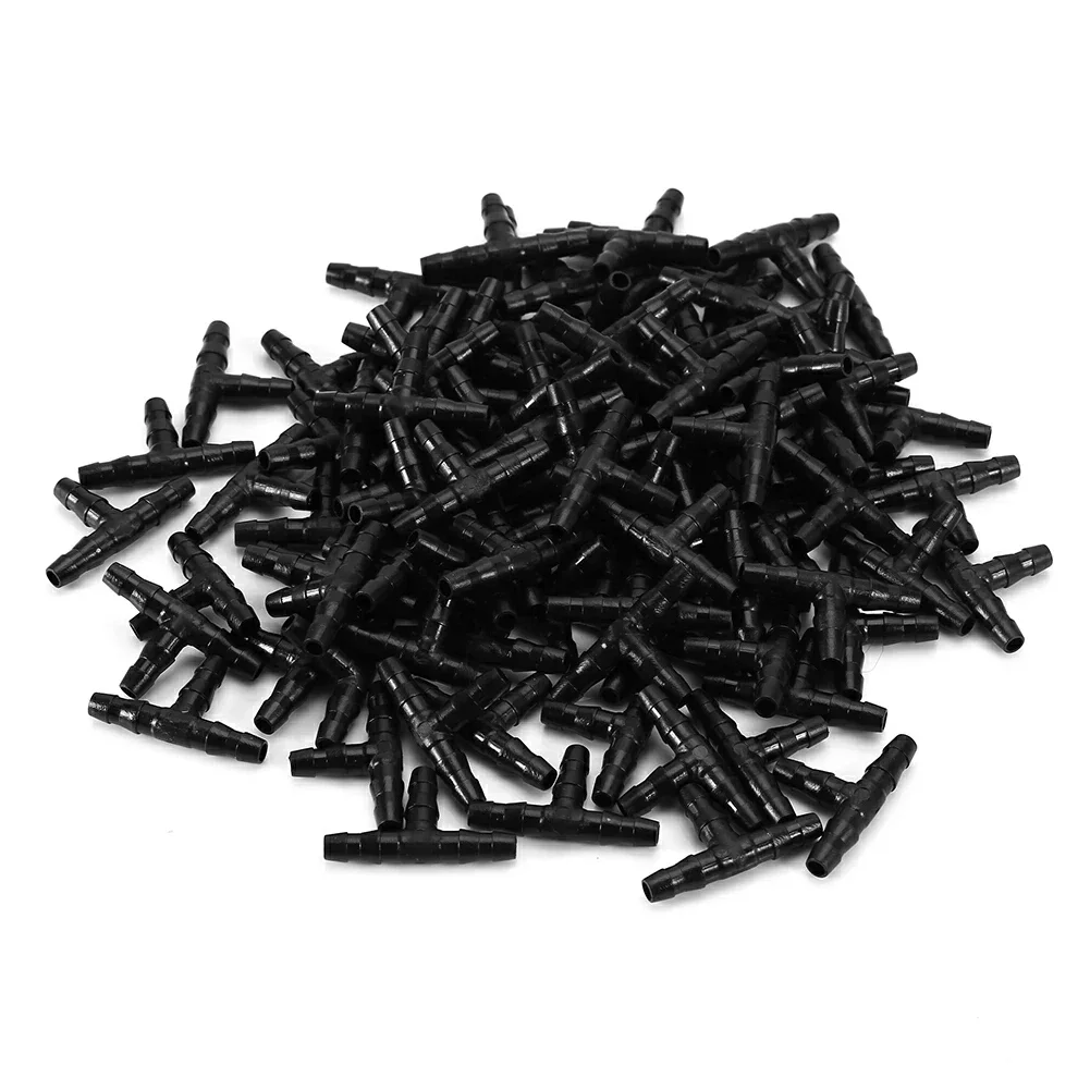 

100Pcs Irrigation T-Pipe Fittings, Tee Connectors for 4mm ID 7mm OD Micro Tubes for Garden Drip Irrigation, Potted Plants