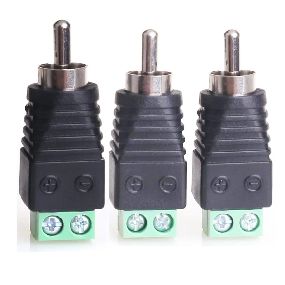 3pcs RCA Phono Male Plug to AV Screw Terminal Connector Solderless Converter Audio Video for Speaker Wire Adapter