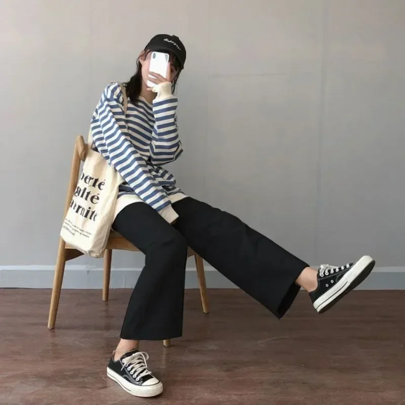 

Pants Women Spring Summer Korean Loose Wide Leg Elastic High Waist Oversize Black Simple Comfortable Elegant Ladies Pants Y2k