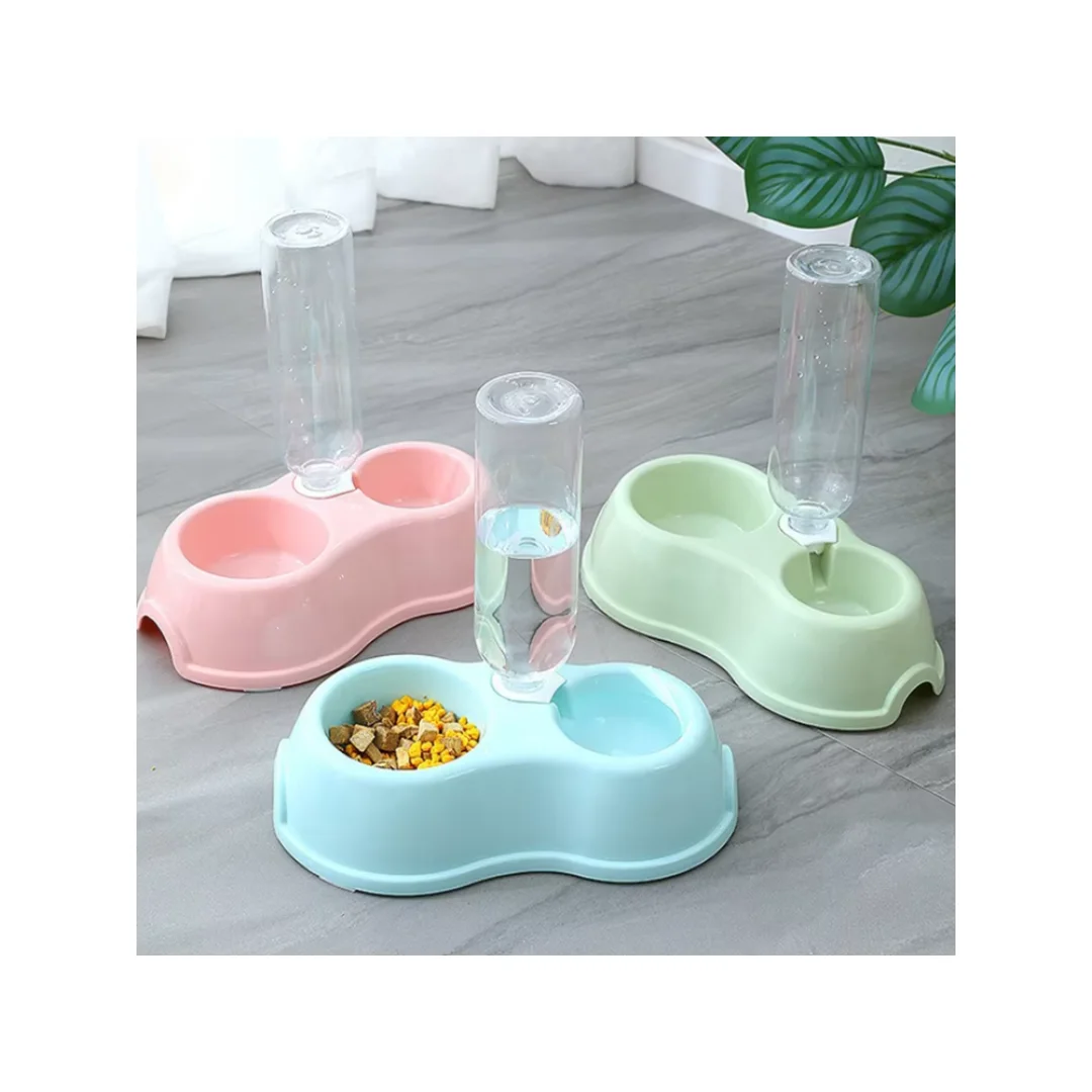 

Pet Cat Bowl Automatic Feeder Water Dispenser Dog Cat Food Bowl with Drinking Raised Stand Double Dish Bowls for Cats Dogs Pet