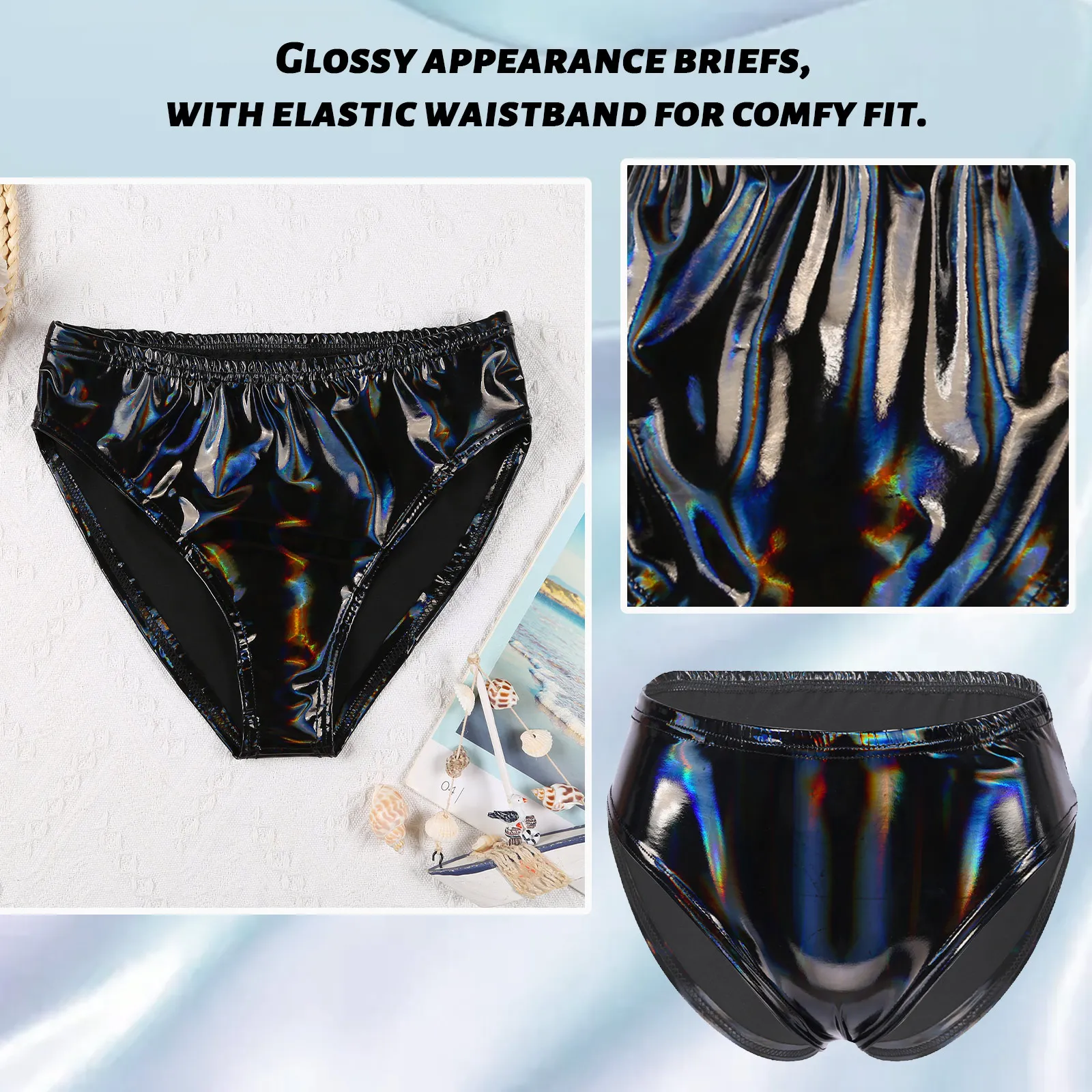 Womens Hot Pants Wet Look Patent Leather Briefs Underwear Sexy Lingeries Low Waist Mini Shorts Panties Club Pole Dance Costume - Image 5