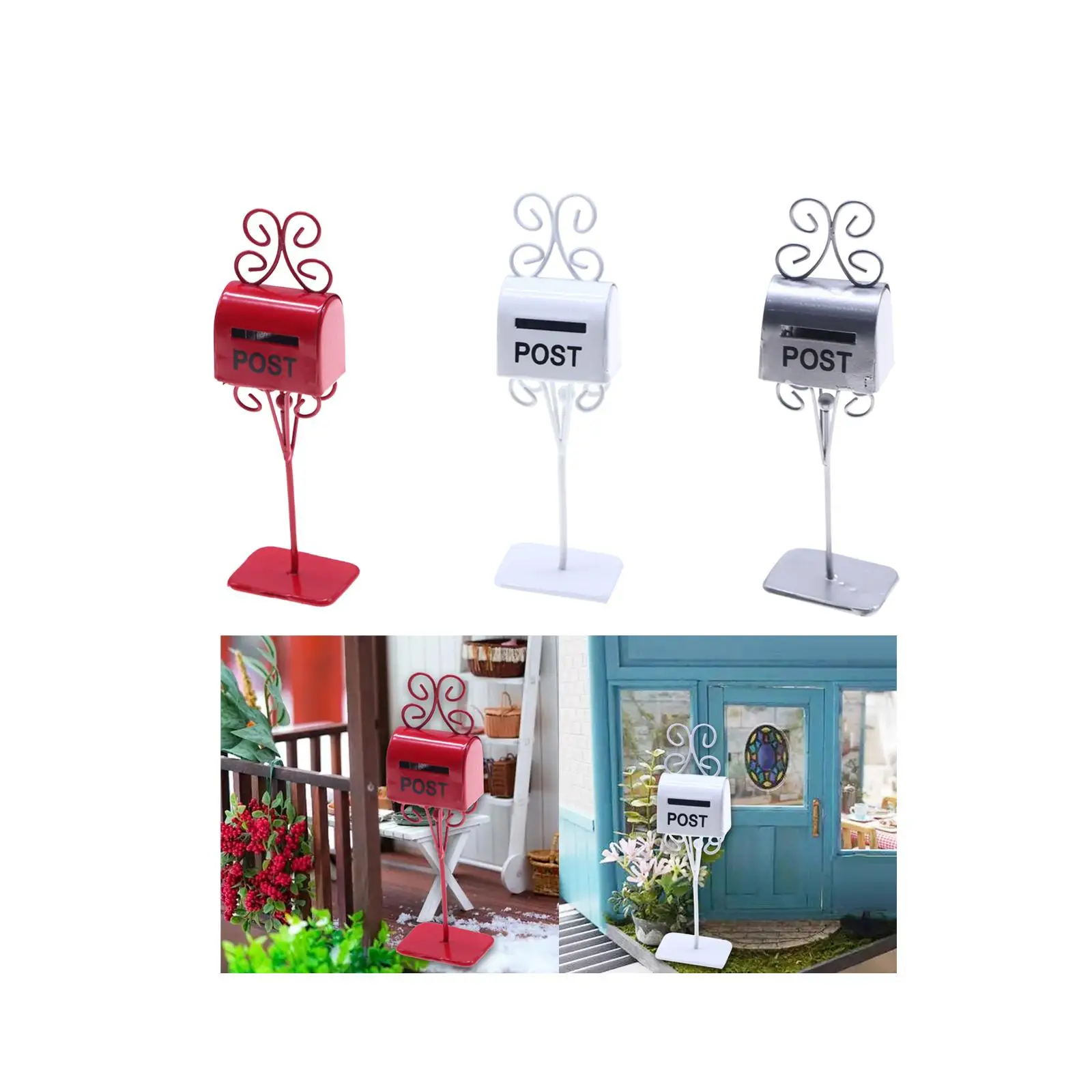 Miniatuur poppenhuis brievenbus, mini brievenbus Europese micro landschap ijzeren kunst