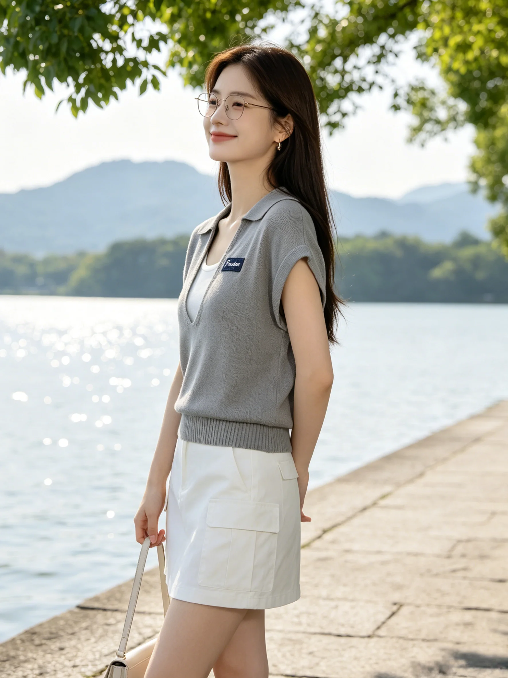 Chic Anti-Aging Design Knitwear Casual Style Short Sleeve Skin-friendly Versatile Summer Fashionable Flip Collar Two-piece Look