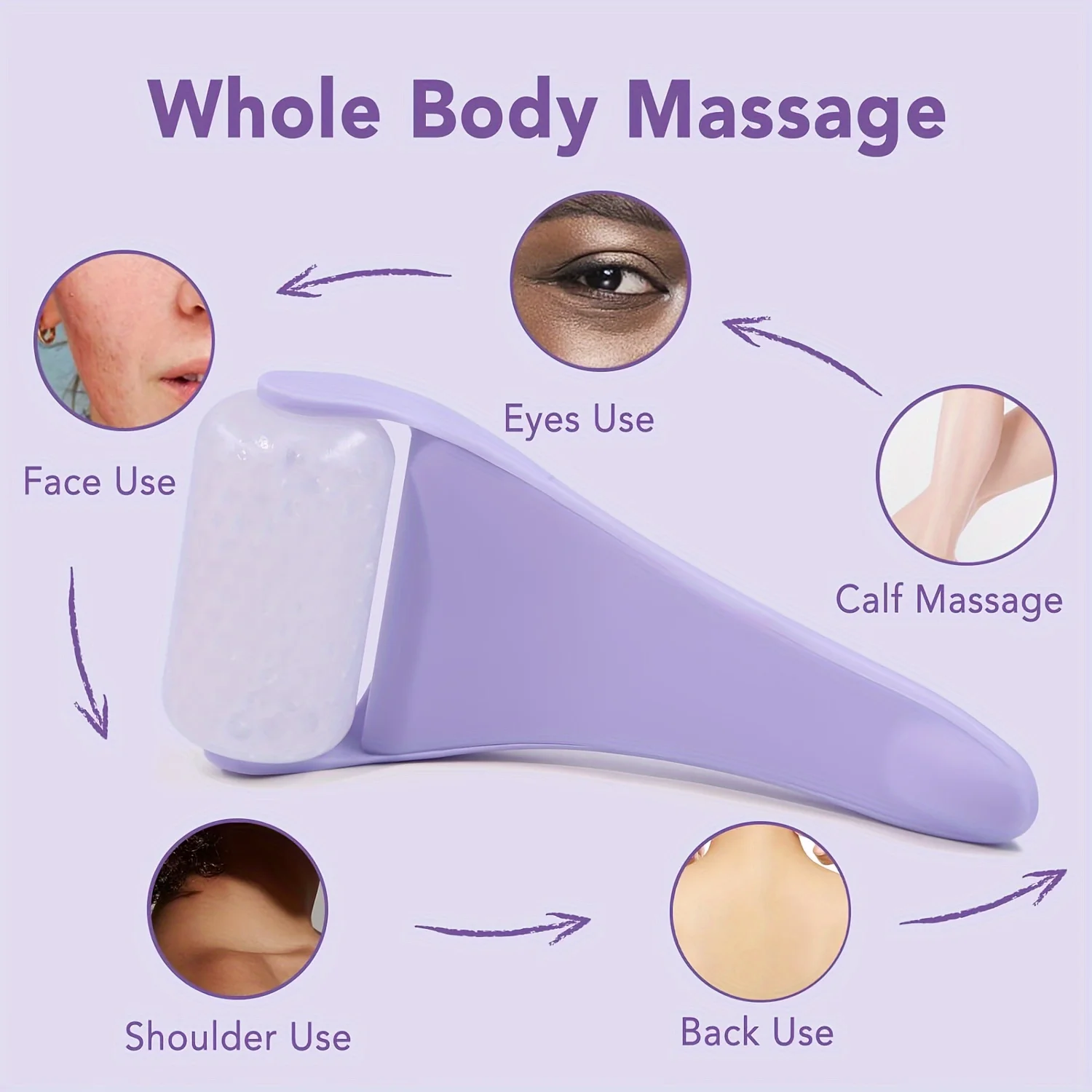 مجموعة العناية بالبشرة، أدوات آيس رولر وجوا شا للوجه للتجاعيد والانتفاخ، عبوتان #5