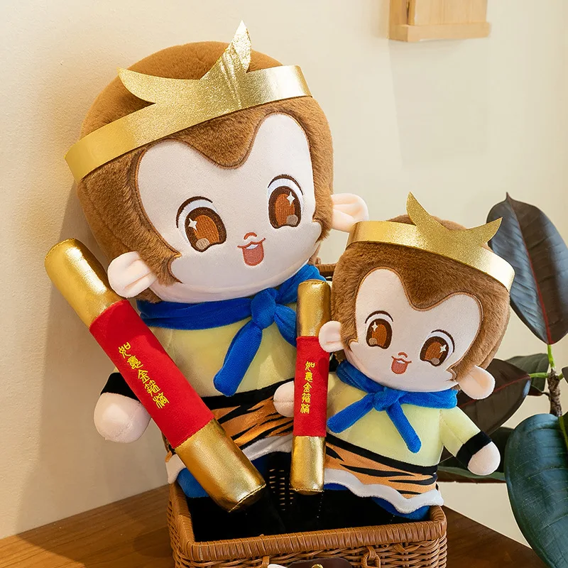 Urocza pluszowa zabawka Małpy Króla Sun Wukonga Qi Tian Da Sheng, wypchana lalka, prezent urodzinowy dla dzieci, miękka poduszka do spania, słodka duża pluszowa zabawka.