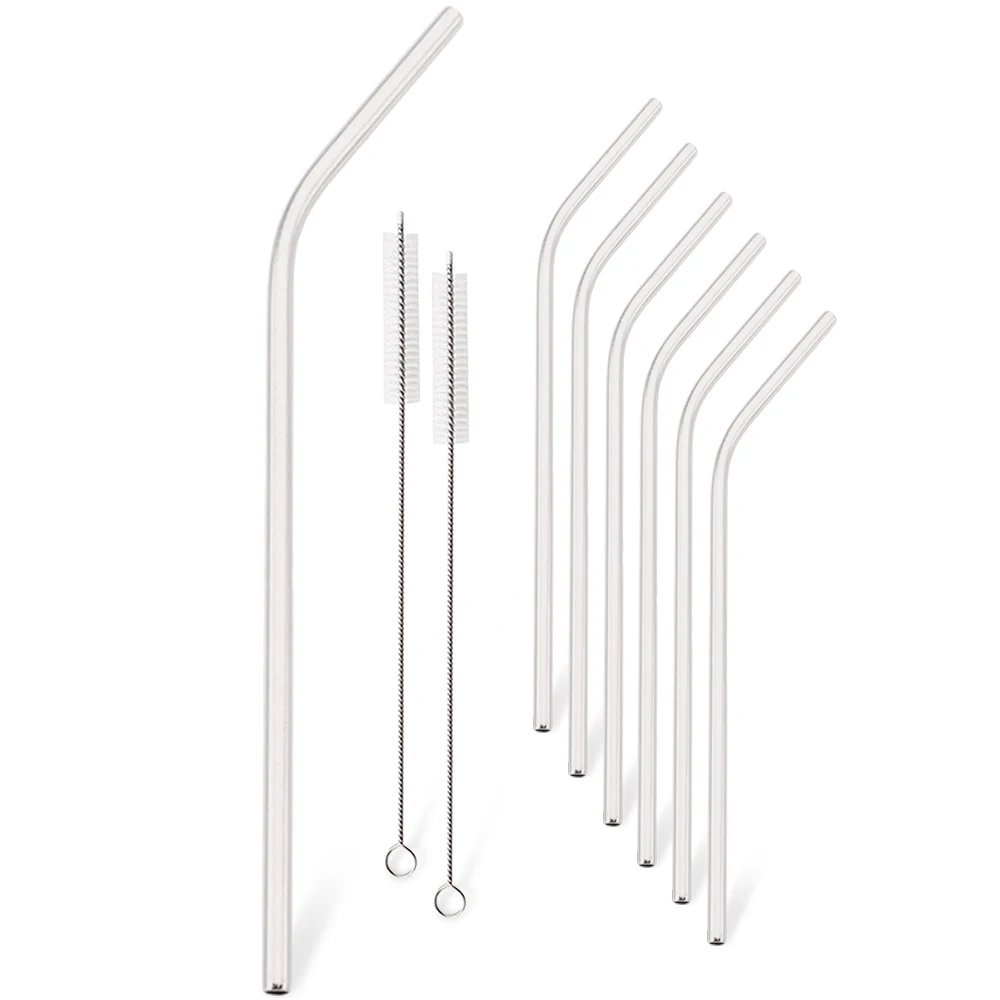 7Pcs Silver Metal Straws Set Reusable Drinking Straws Rainbo