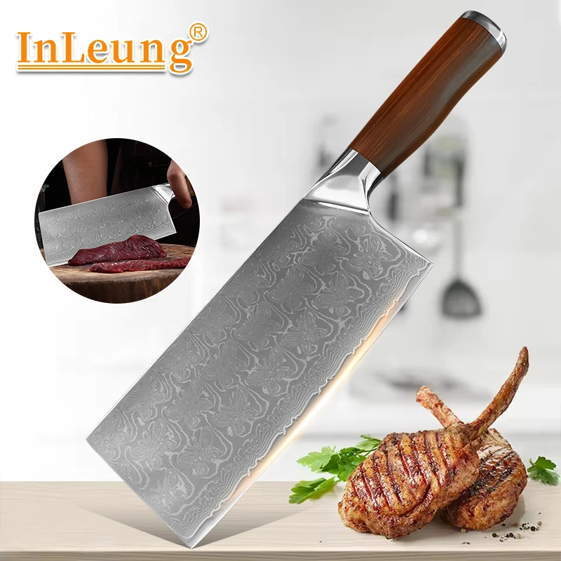 

Damascus Knife Damascus Steel Knife Cleaver Meat Cut Vegetables Fish Knives Kitchen Utility Chef's Knife Stainless Steel Handle