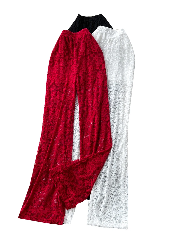 Pantaloni casual in pizzo a vita alta da donna Sle Commute Faion Versione coreana Bell Bot Pantaloni aderenti aderenti dimagranti