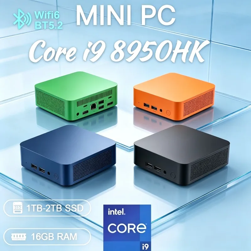 Slim Compact New MINI PC Core i9 8950HK 16GB RAM 1TB 2TB SSD WIFI 6 BT5.2 4K HD Mini Gaming Office Study Pc