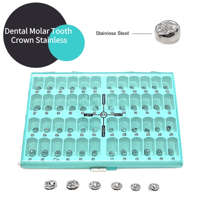 

48Pcs/Set Dental Molar Tooth Crown Stainless Steel for Kid Preformed Metal Crown Dentistry Supply