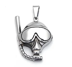 The Sea Diver Pendant Mask Diving Facility Swimming Log Goggle Snorkel Necklace Ocean Sports Stainless Steel Jewelry