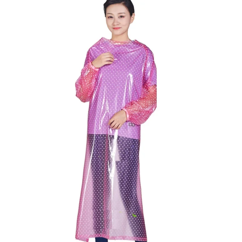 Porcha Transparent O Neck Long Sleeve Waterproof Rainproof Apron Design Raincoat Length 1.2meter