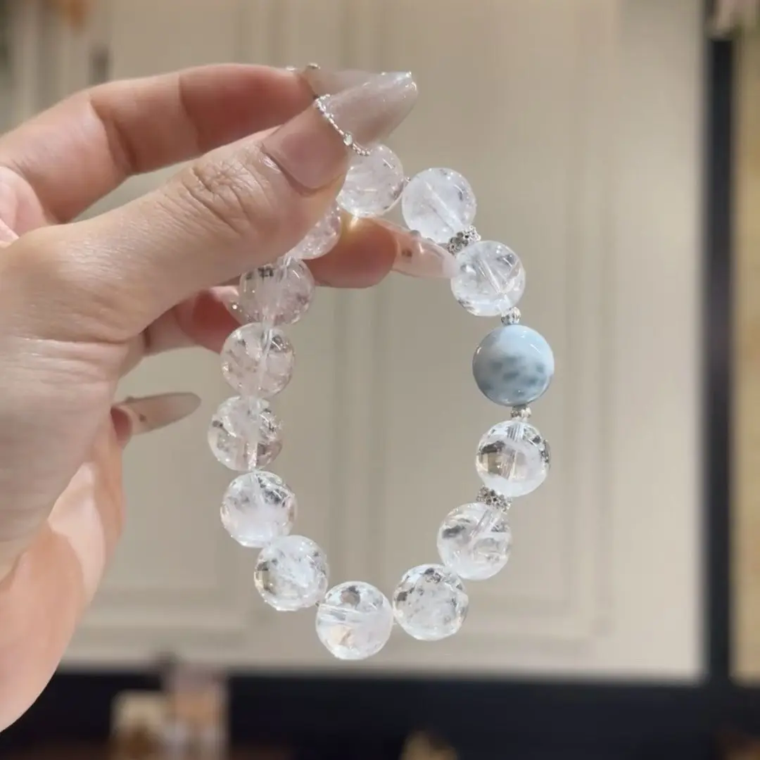 

Браслет из исцеляющей серии, свежий летний подарок лучшему другу, белый ахатин, морская волна, камень, кристалл, нить