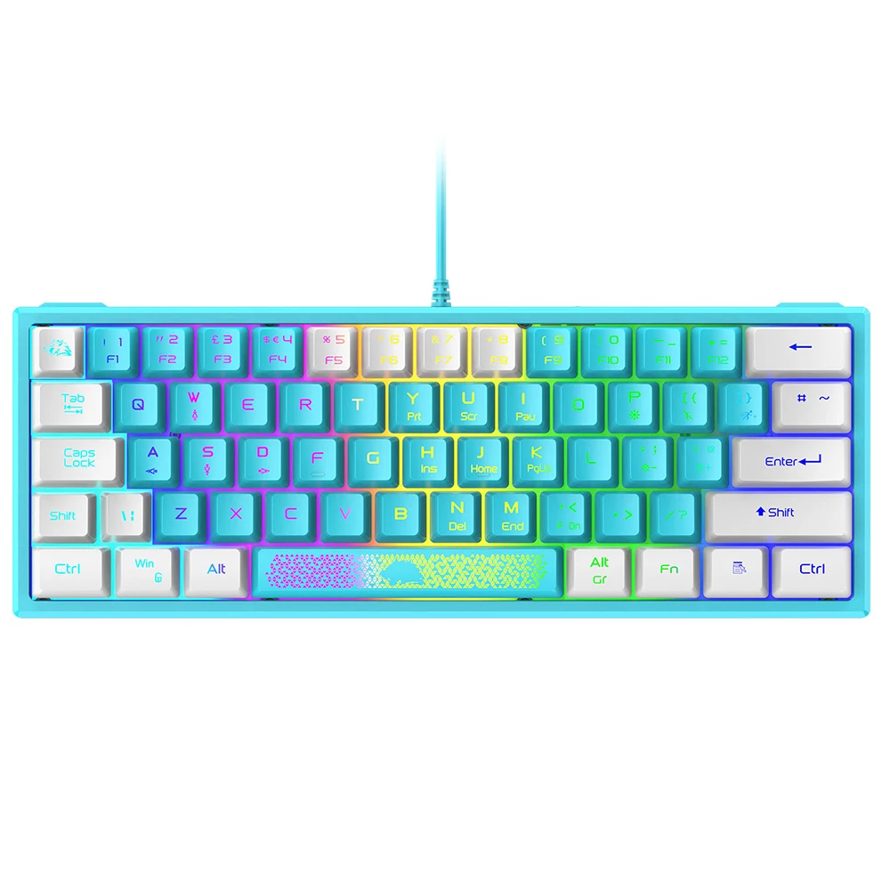 61 Keys Mini USB Wired Membrane Keyboard, Two-tone Keycaps, 19-Key Rollover, Portable Compact Keyboard for Laptop PC Gaming Offi
