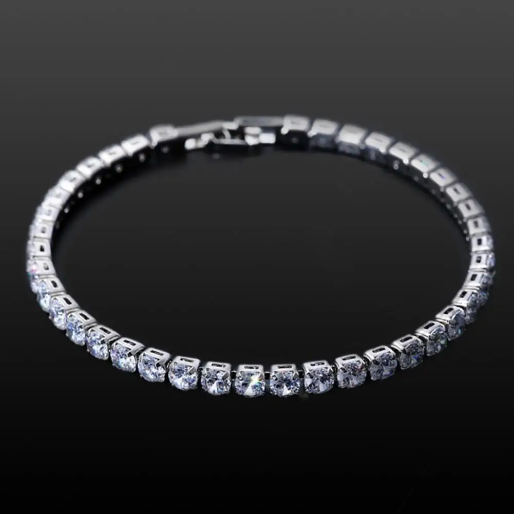 

Women's Tennis Bracelet Hip Hop Trendy Cubic Zirconia Silver Teen Girl Crystal Chain on The Hand Wedding Jewelry Chain Bracelet