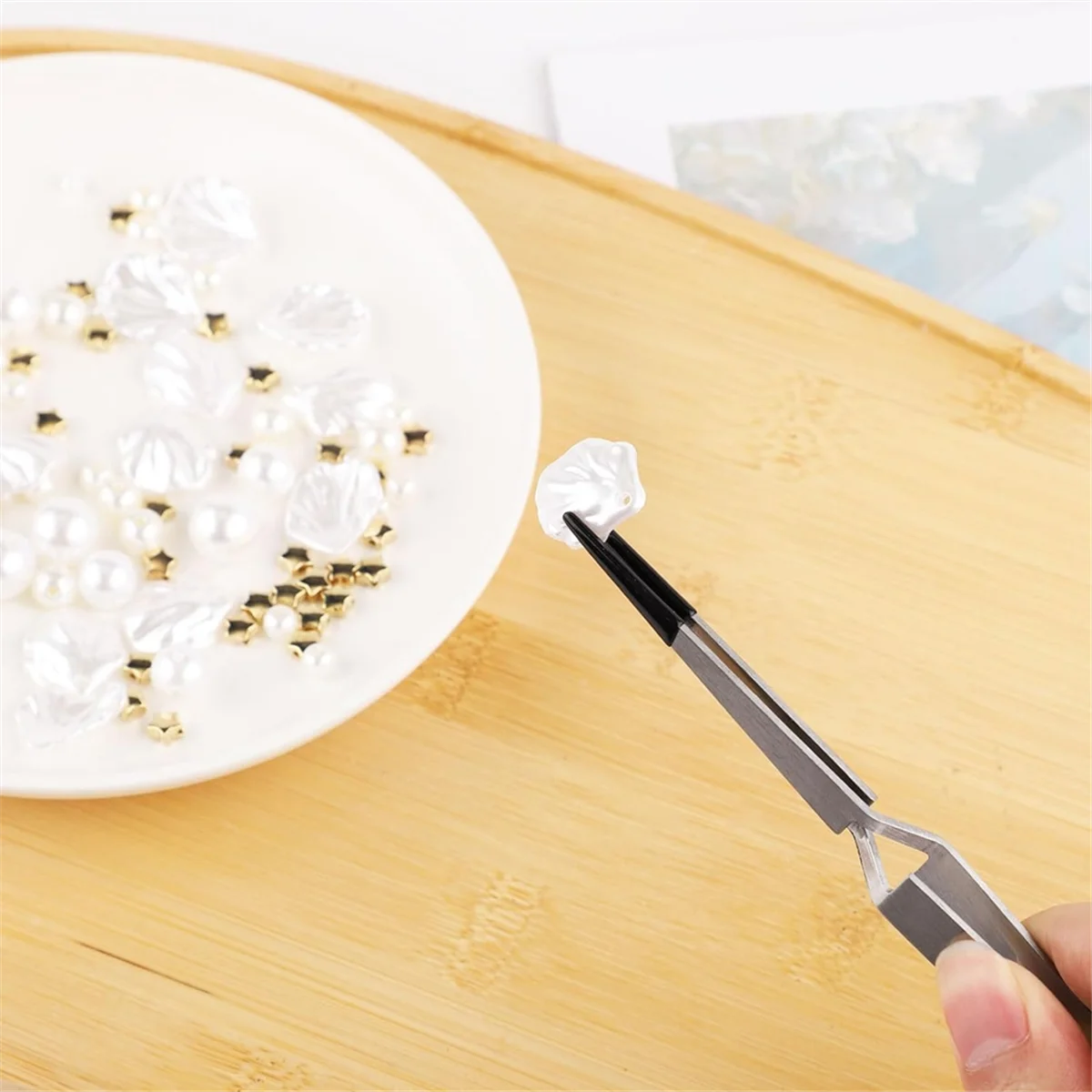 ESTR 2 шт. пинцеты для рукоделия, обратные пинцеты из нержавеющей стали с перекрестным замком, пинцеты прямого действия для изготовления ювелирных изделий, рукоделия