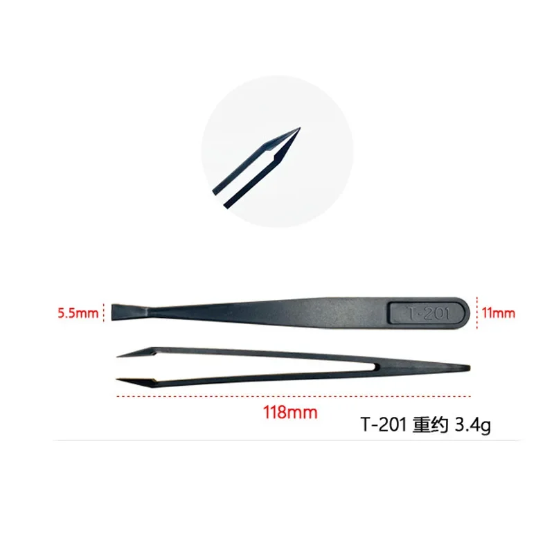 Anti-static Tweezers Plastic Carbon Fiber Rigid Industrial Tweezers DIY Nail Beauty Industry Precision Instrument Clips