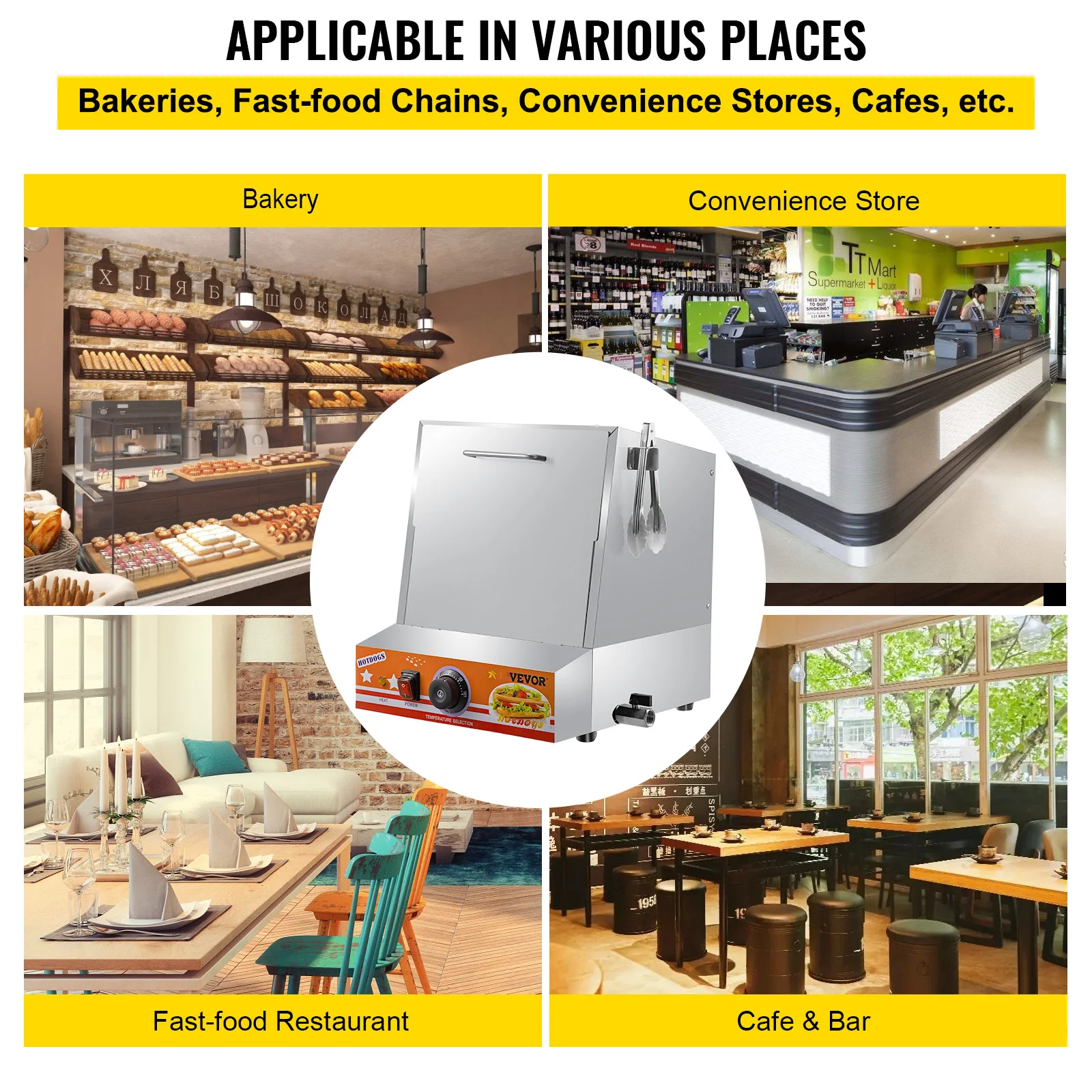 Vevor 500w Hot Dog Dampfer für Hot Dogs & Brötchen Edelstahl Elektro Food Brötchen wärmer Herd mit Dropdown-Tür