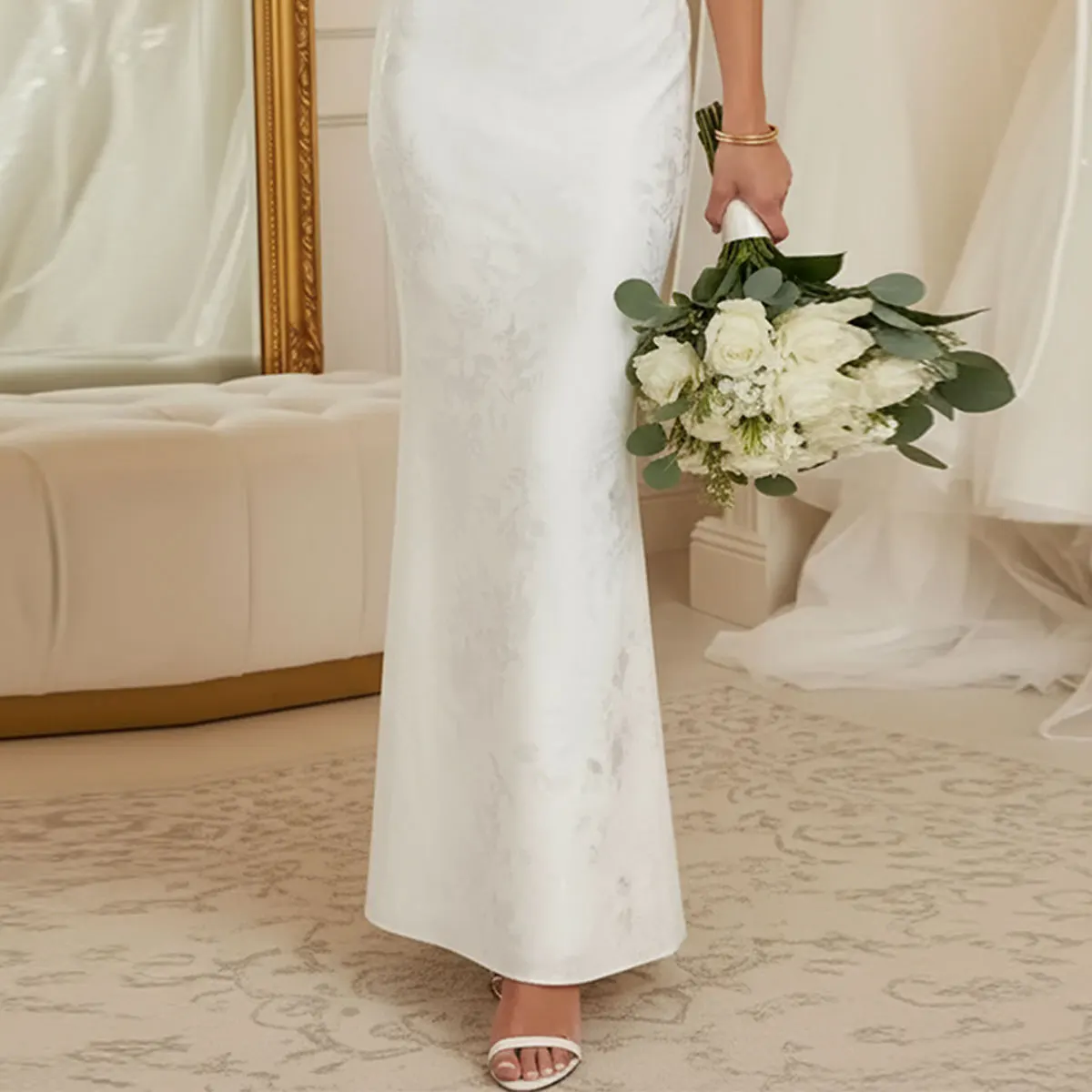 ชุดแต่งงานทรงเมอร์เมดแบบเปิดหลัง ผ้าลูกไม้ สำหรับผู้หญิง คอวี ทรงเข้ารูป ยาว ชุดเจ้าสาวสำหรับงานแต่งงาน ชุดเจ้าสาว