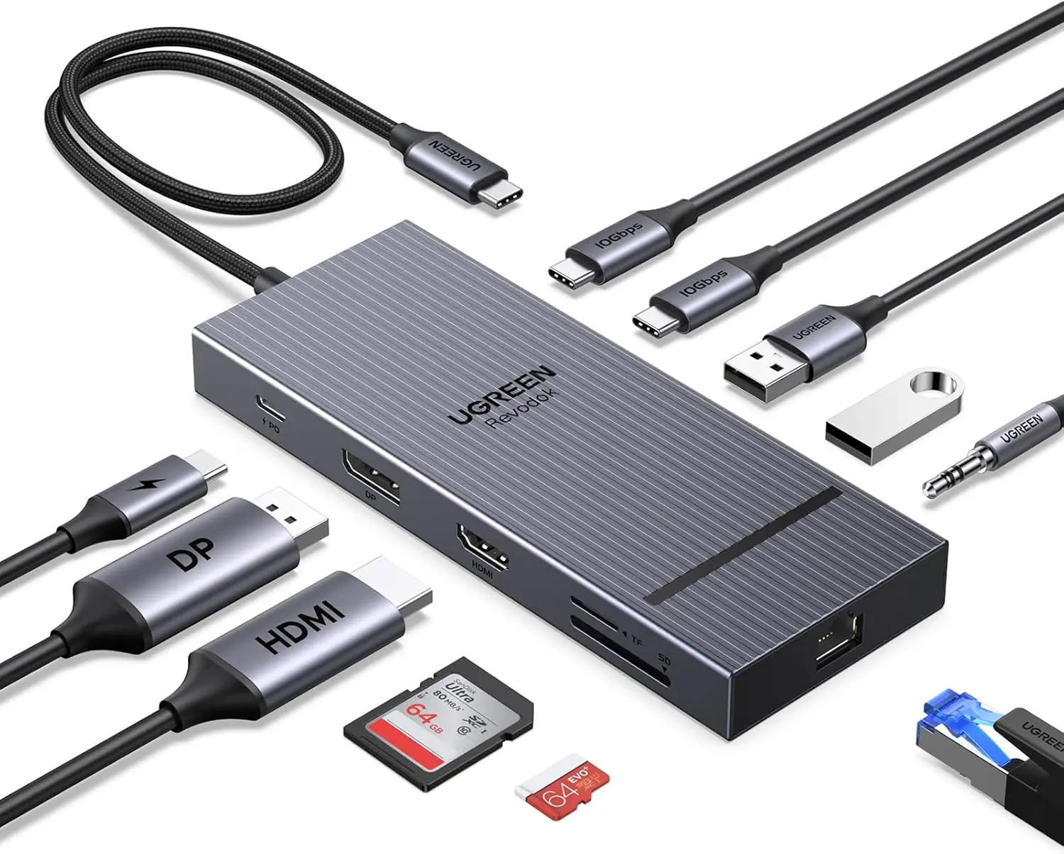 

Многофункциональная док-станция 11-в-1: 4K@120Hz DP+HDMI, два порта USB-C 10Gbps, 100W PD, SD/TF, Ethernet