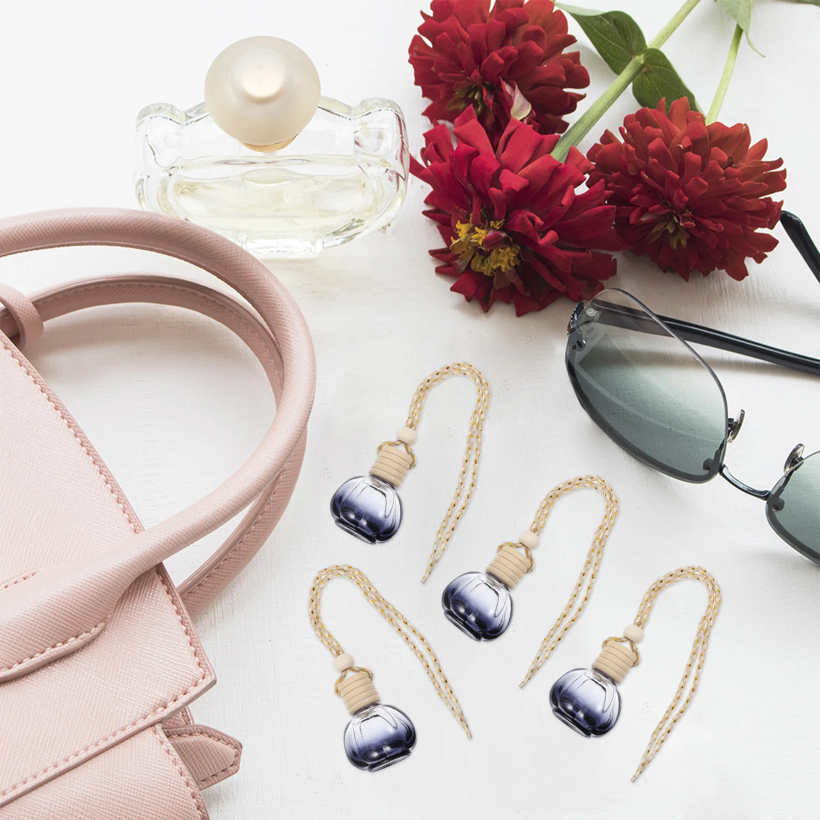 

10Pcs Car Interior Pendant Hanging Diffuse Bottle for Auto Fragrance Essential Oil Luxury Decoration Accessory Fashion Gift Idea