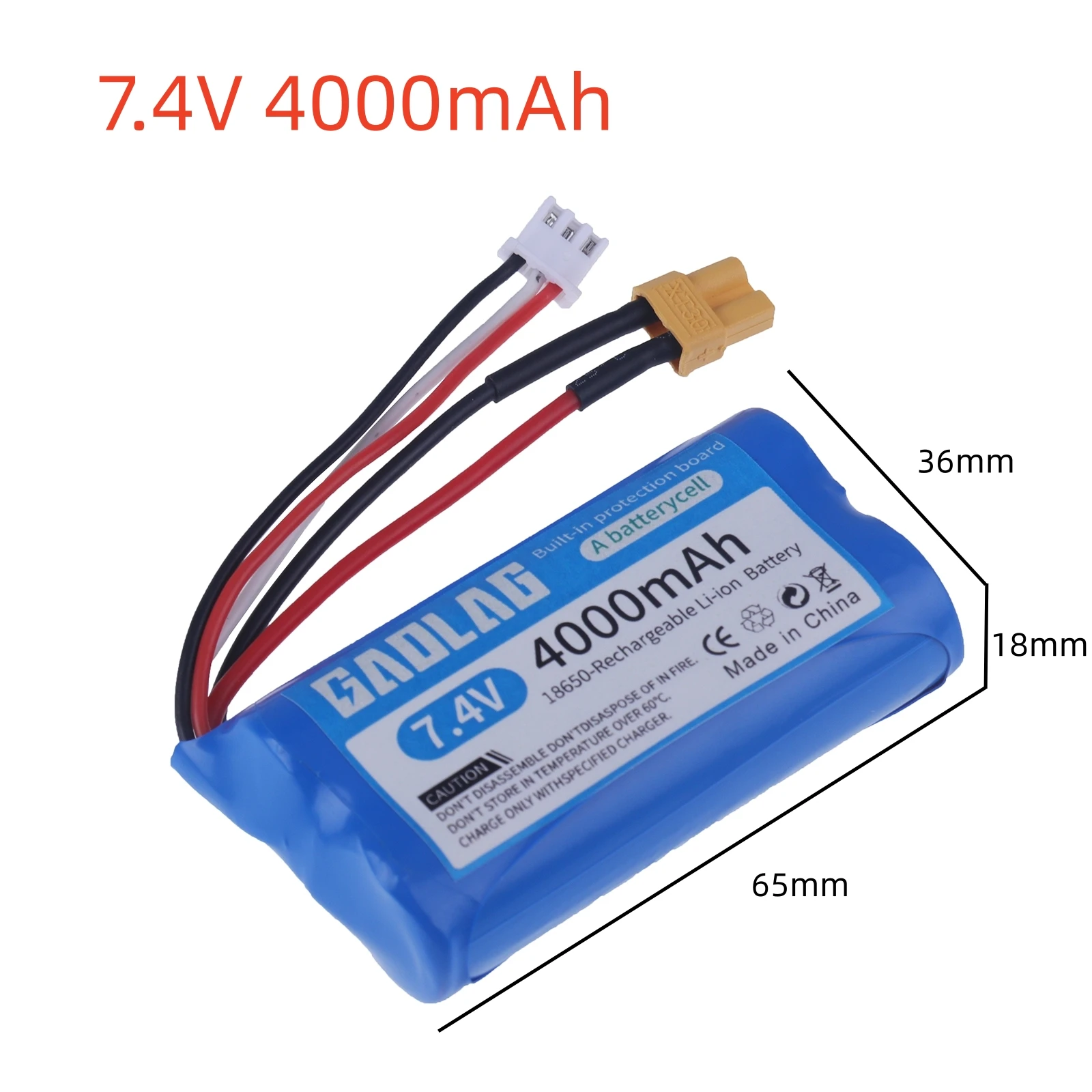 7.4V 4000mAh/16000mah 18650 2S Li-ion Battery XT30 plug/USB for HUINA 580 550 582 583 1580 1583 1580-005 RC toys cars accessory