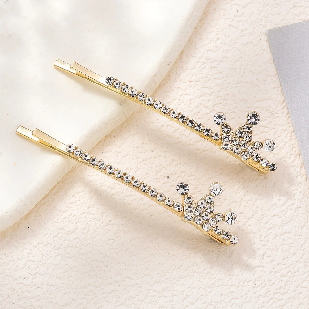 

Light luxury girl hair accessory, noble crown, straight clip for hair, full diamond side clip, queen's accessory