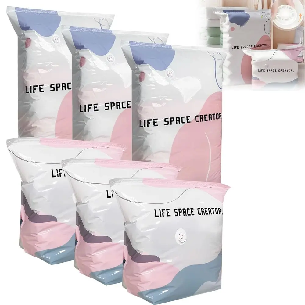 Press & Seal Vacuum Storage Bags Space Saving Cube Compression Storage Compression Bag Reusable Compression Desig