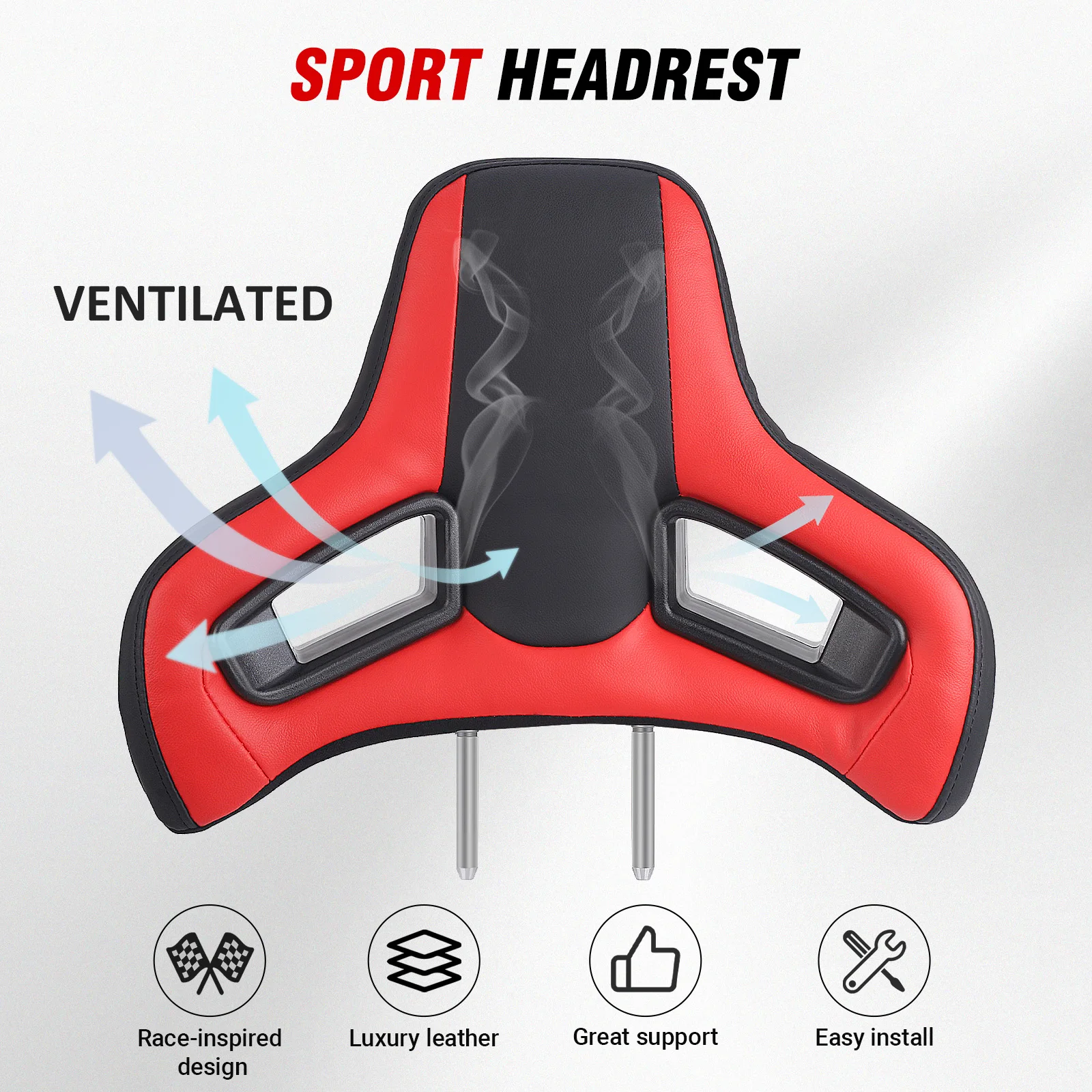 

Plug&Play Adjustable Headrest 14mm Leather Car Sport Racing Seat Modification Headrest For Racing Seats Head Rest High-Quality