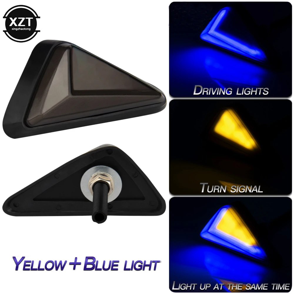 2PCS Universal Motorcycle LED Turn Signals Light Triangle Flush Mount Blinker Flashing Light Motorbike Daylight Indicators Lamp