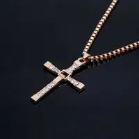 Dominic Toretto The Fast and The Furious Celebrity Vin Diesel Item Crystal Jesus Men Cross Pendant Necklace Gift Jewelry 3