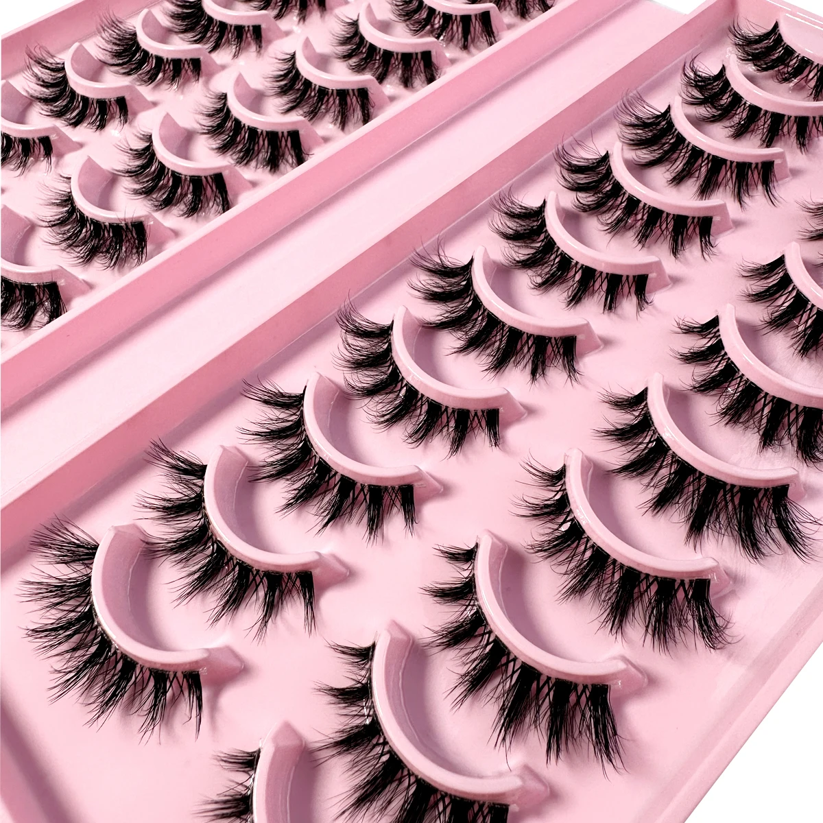 20Pairs Manga Cat Eye Stijl Natuurlijke Look Valse Wimpers Met Clear Band Piekerige Pluizige En Zachte Faux Nertsen Wimpers make-up