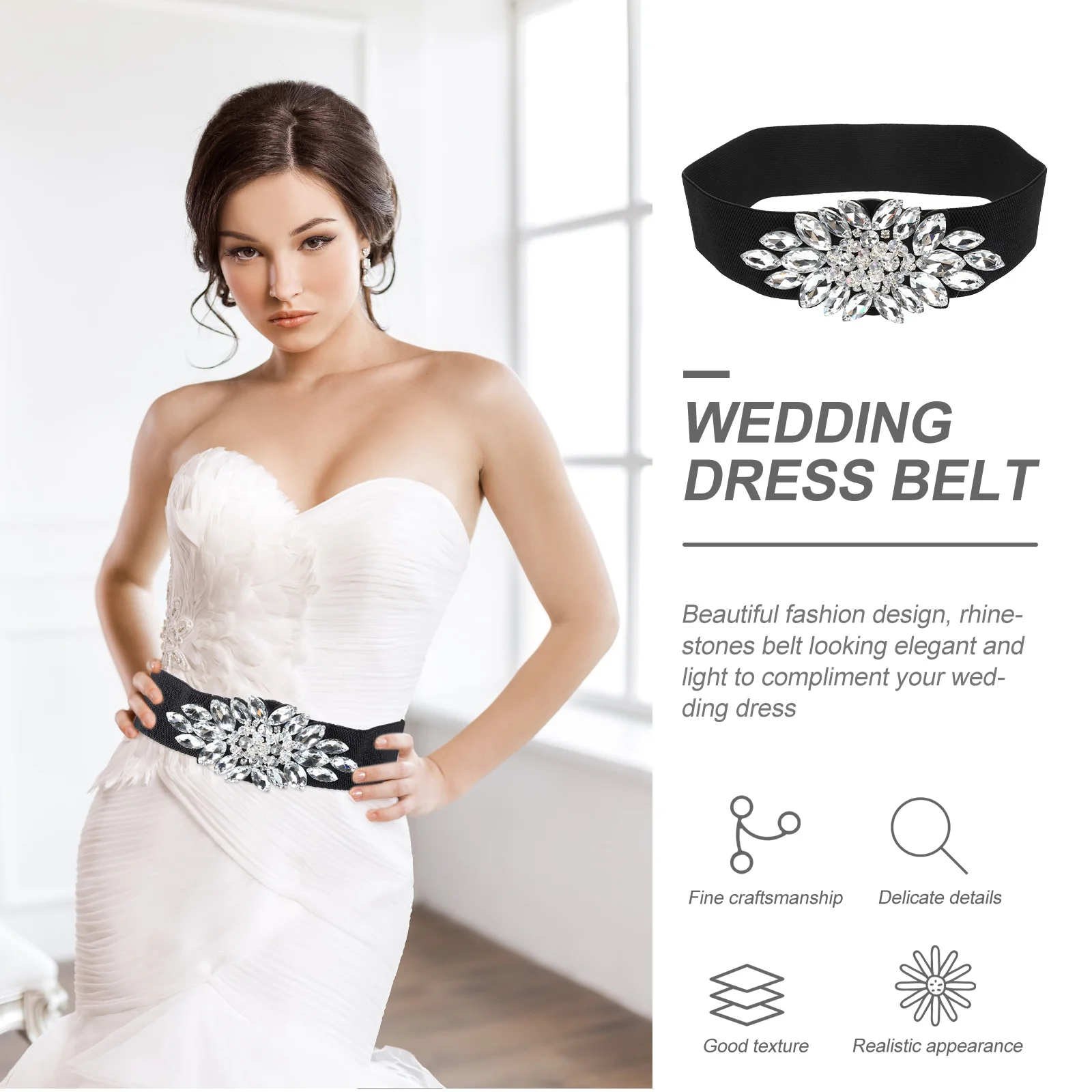 

Elegant Rhinestone Wedding Dress Belt Sparkling Bridal Sash Accessory Rhinestone Appliques for Dresses Wedding Dress Belt