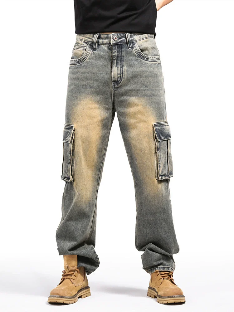 Fashion Trend Jeans Man Hiphop Skateboarders Denim Pants Autumn Winter Cowboy Trousers Loose Men Big Size Hip Hop