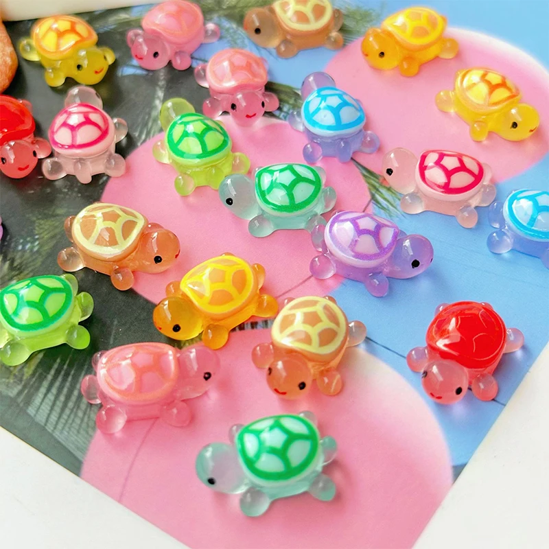 10Pcs Nette Cartoon Mini Leuchtende Schildkröte Harz Miniatur Figur Ornament Micro Landschaft Dekoration DIY Hause Desktop Dekoration