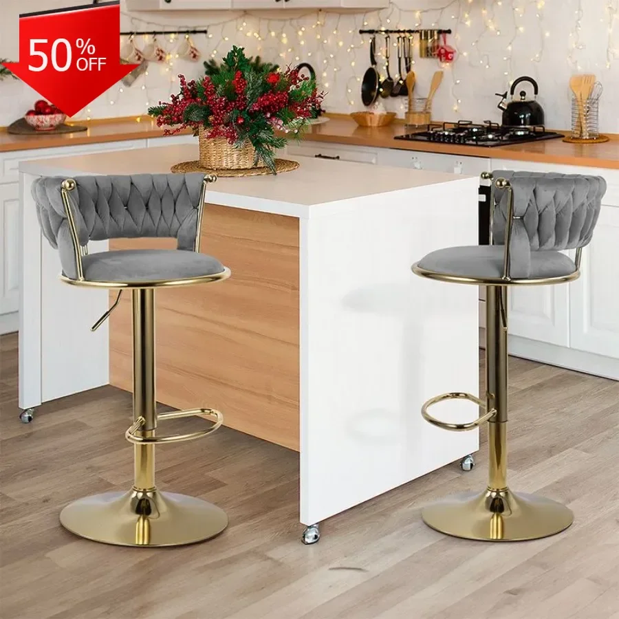 

White Rotating Stools Kitchen Hoker Glamor Gold Legs Wooden High Stool Oak Wood Transparent Chaise Nordique Chaises Velour Banks