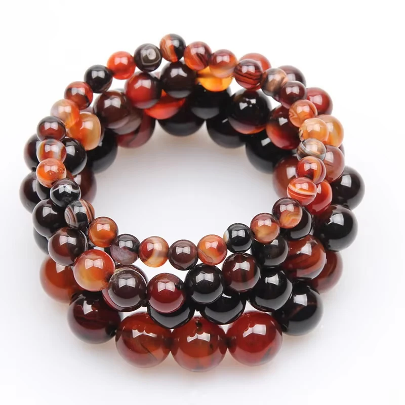 Natural Stone Beads Dreamy color Stripe Agate Charm Bracelet For Fashion Round Lace Carnelian Bangles Female Yoga Wristband Gift