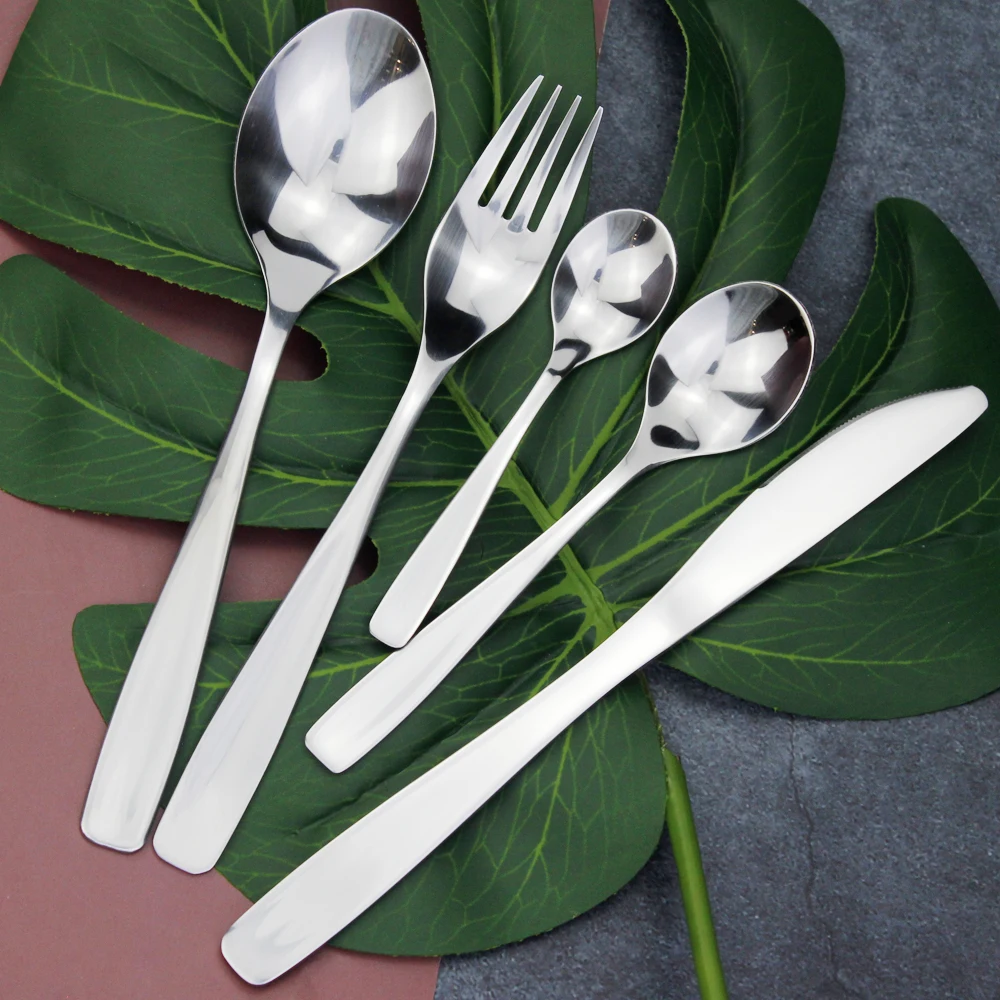 LUCF Portable Concise Cheap Cutlery 5 In 1 Set Stainless Steel Mirror Polish Bargain Dinnerware Flatware for Kitchen Restaurant