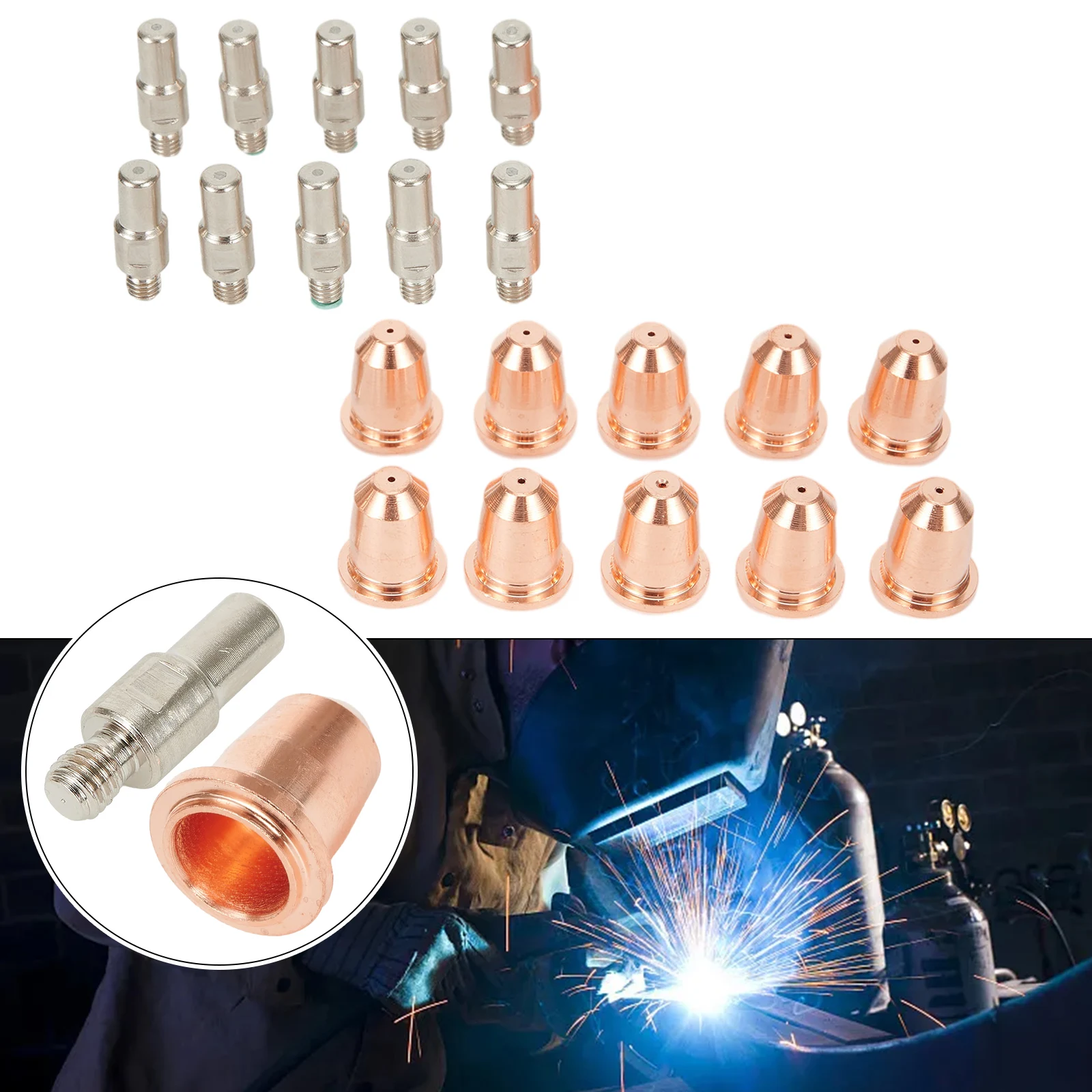 الاستهلاكية عدة البلازما القاطع فوهة البلازما القطب البلازما أقطاب البلازما فوهة البلازما الشعلة قطع الغيار 20 قطعة