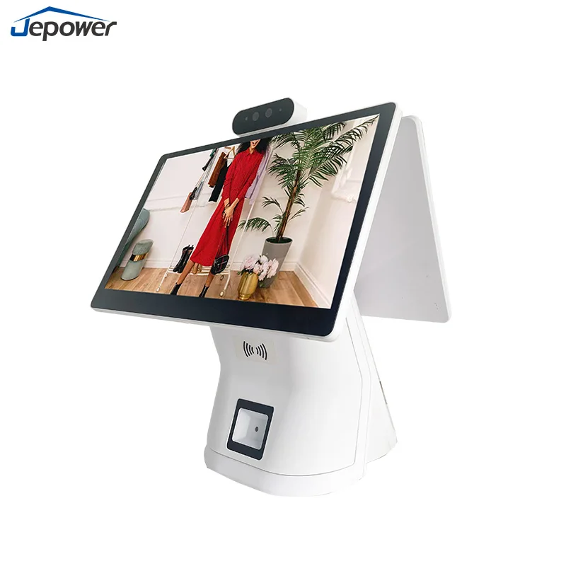 New Design All-in-One Window Payment Machine Cash Register, 15.6 Dual-Screen POS System for Supermarket