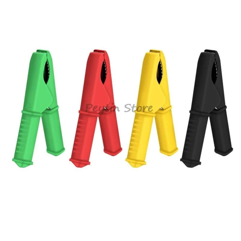 1Pc 32A 50A 70A Opening 20/25mm Test Clamp Totally Enclosed Safety Jacket Clip Copper Alligator Clip Red Black Green Yellow Blue