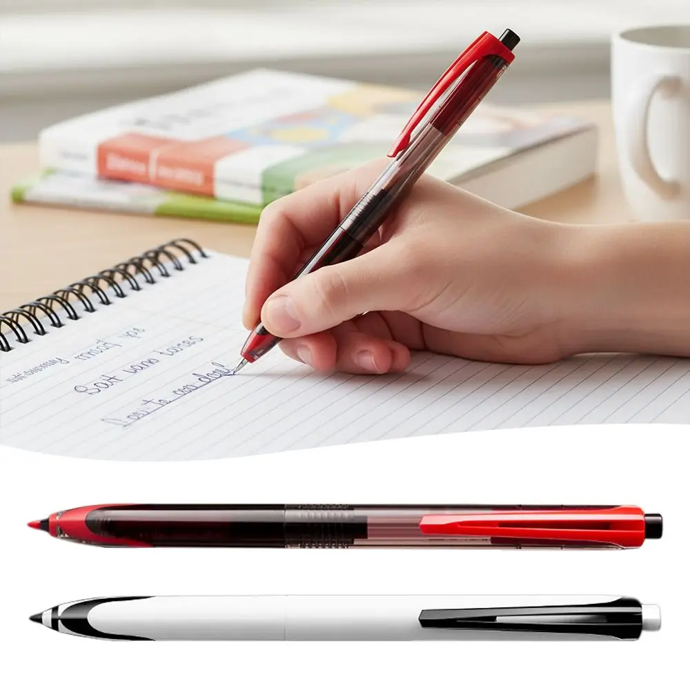 ปากกาเจลหมึกดำ/แดงเขียนลื่น แห้งเร็ว หัว 0.5 มม. ปากกาแบบกด สำหรับนักเรียน